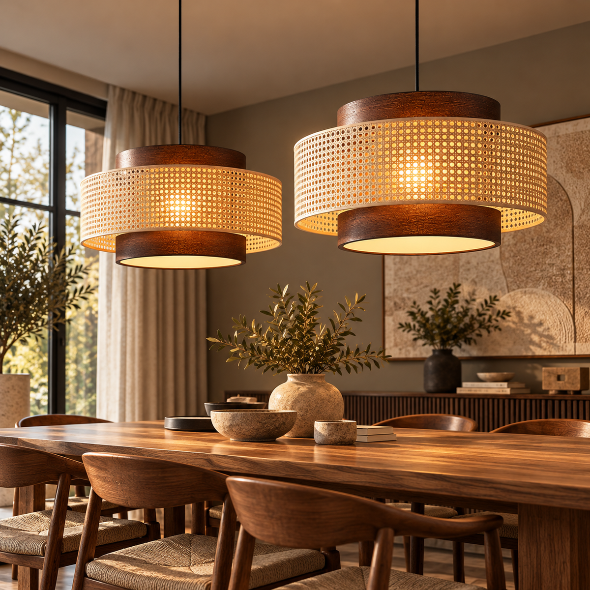 Geweven hanglamp – Rattan Wabi-Sabi & Japandi-stijl