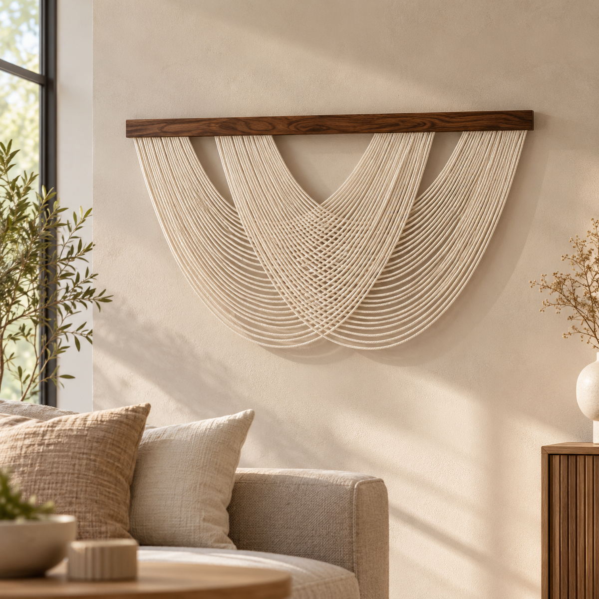 Boho-Wandbehang aus Baumwollseil 100 x 60 cm