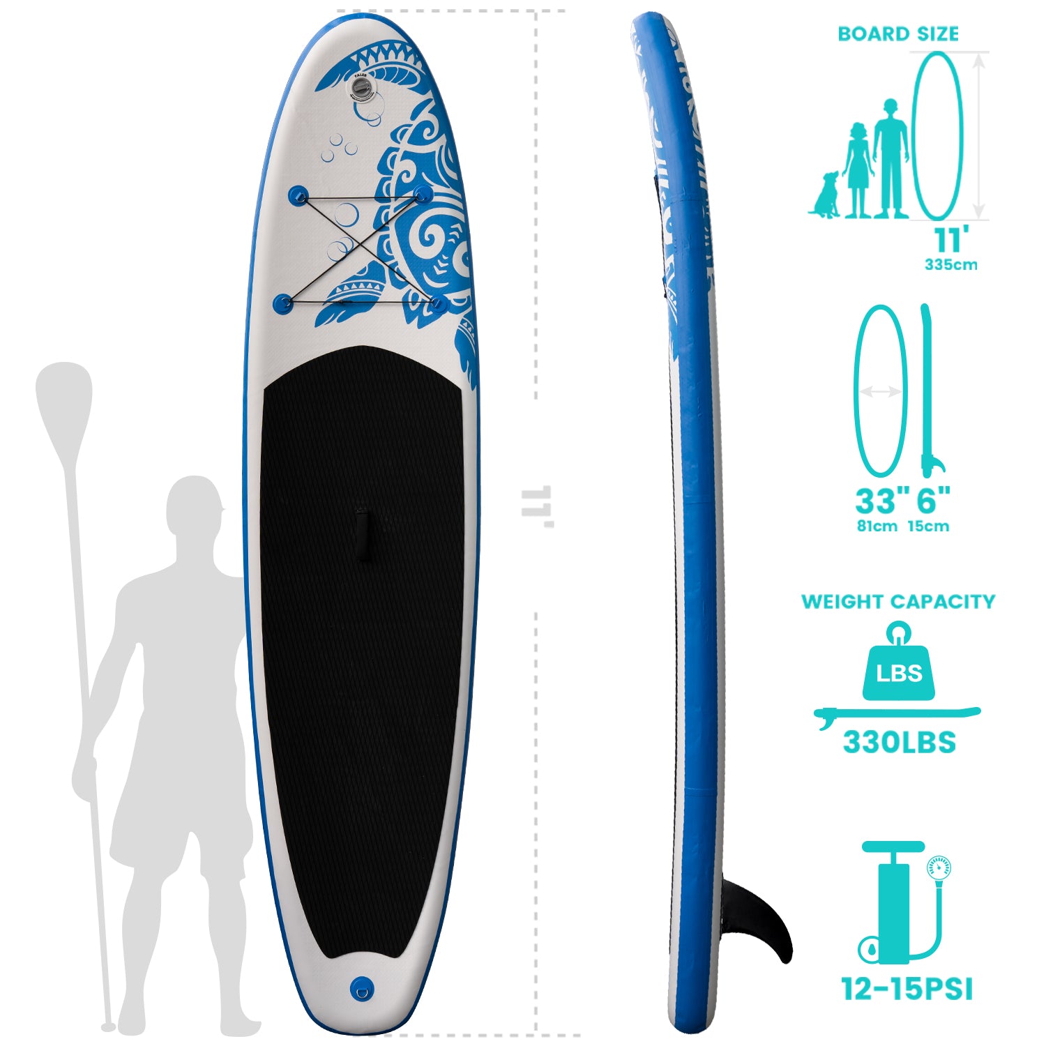 Inflatable SUP board with premium accessories and carrying strap
