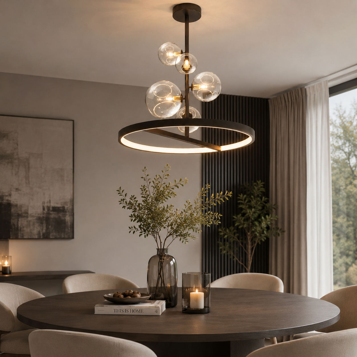 NOSTAGA Glas-Rundpendelleuchte – LED-Kronleuchter