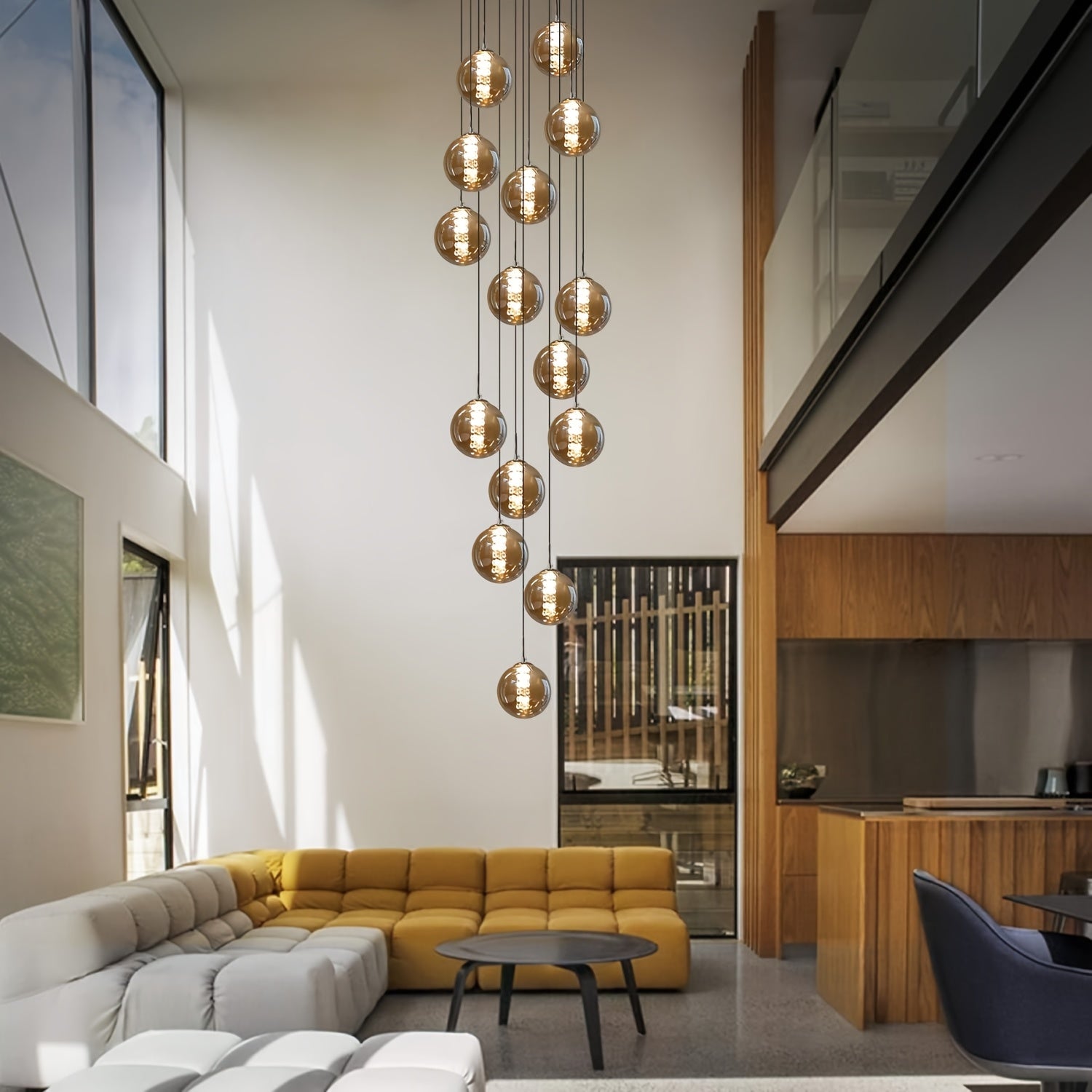 Modern Glass Pendant Light - Adjustable Height Dining Table Chandelier