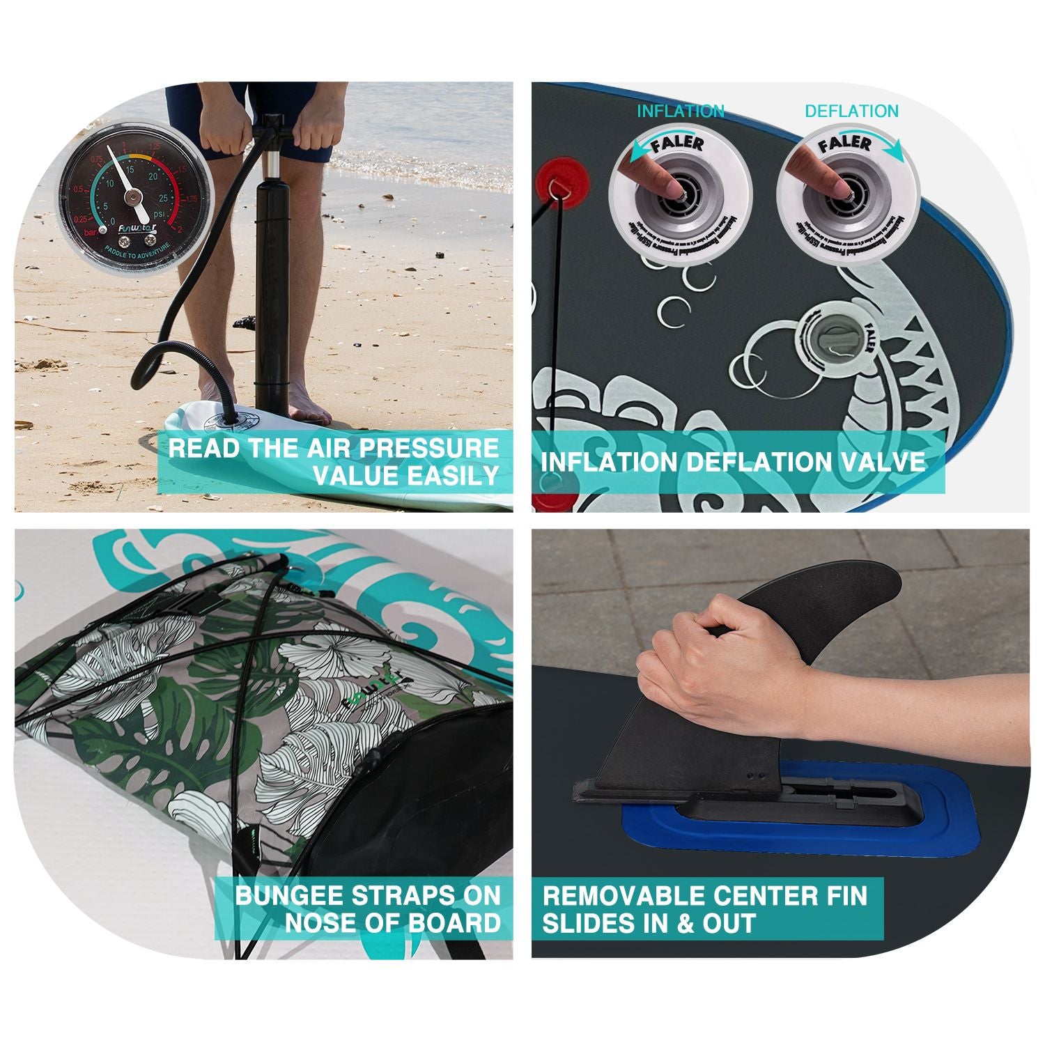 Inflatable SUP board with premium accessories and carrying strap