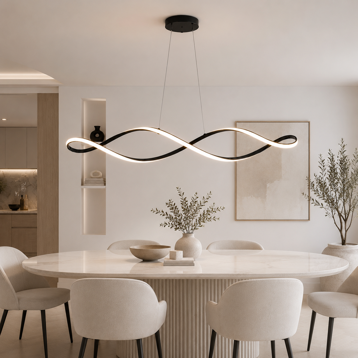 Geschwungene moderne LED-Pendelleuchte