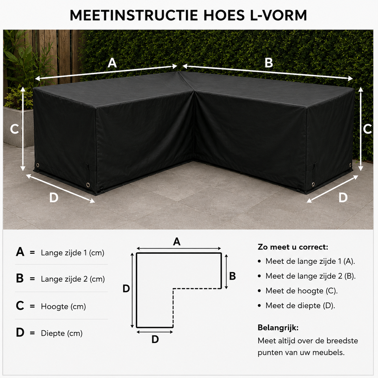 Tuinmeubelhoes op maat gemaakt (L-Vorm)