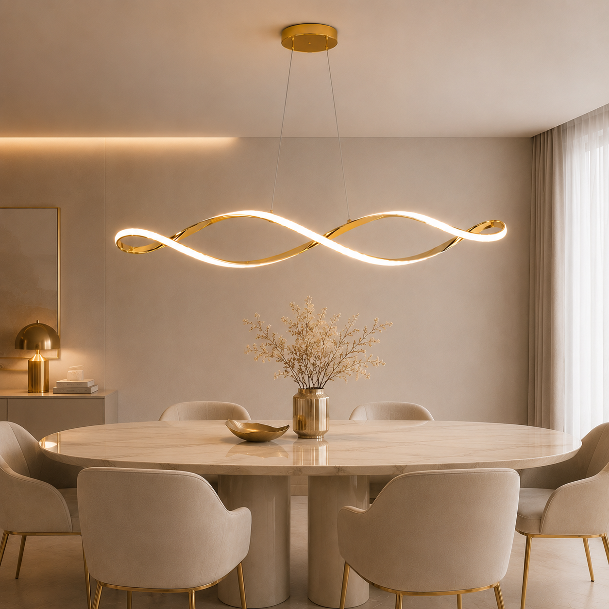 Geschwungene moderne LED-Pendelleuchte
