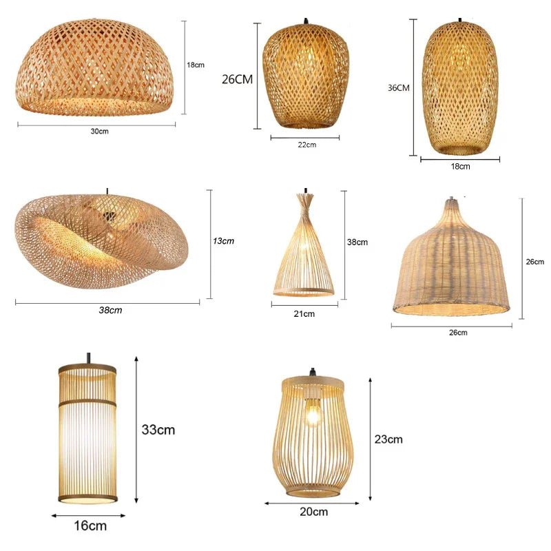 3 pieces rattan wicker hanging lamp bamboo - Act Design Shop