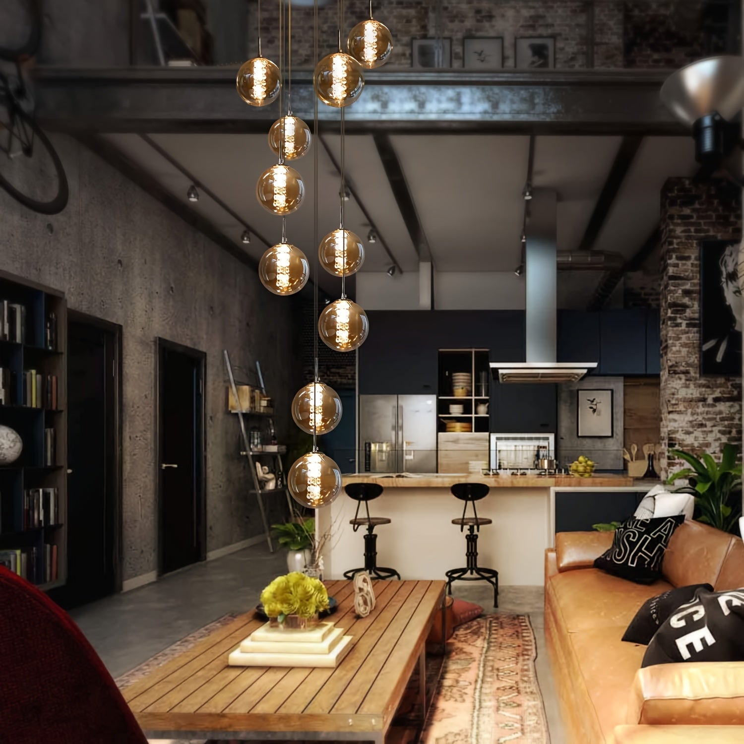 Modern Glass Pendant Light - Adjustable Height Dining Table Chandelier