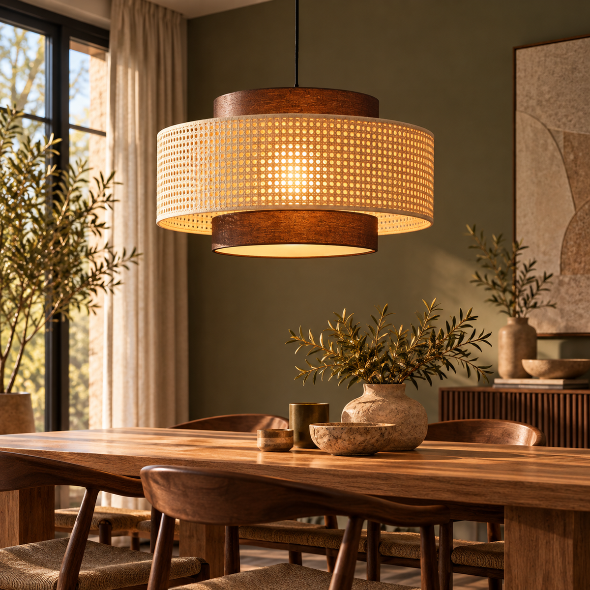 Geweven hanglamp – Rattan Wabi-Sabi & Japandi-stijl
