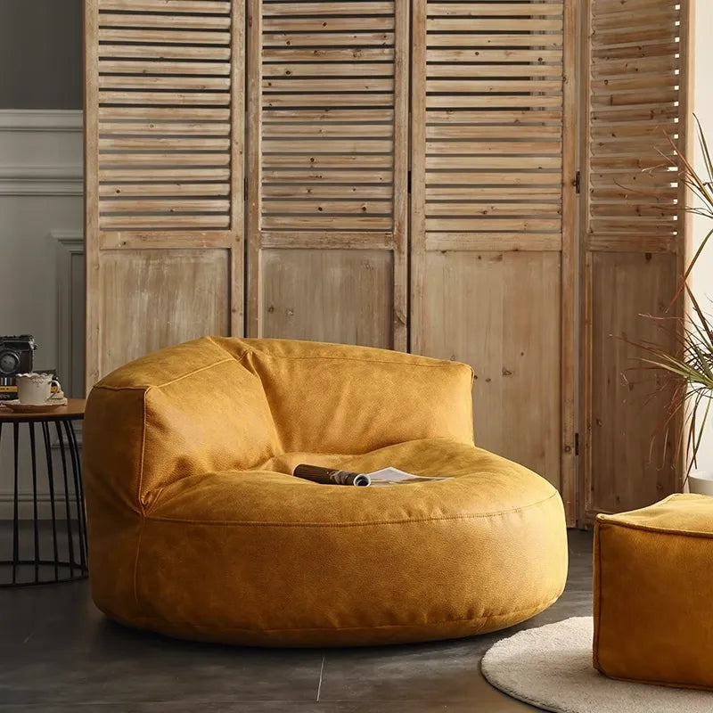Wagrex – Loveseat Sitzsack Sessel Modern Rund Retro-Leder