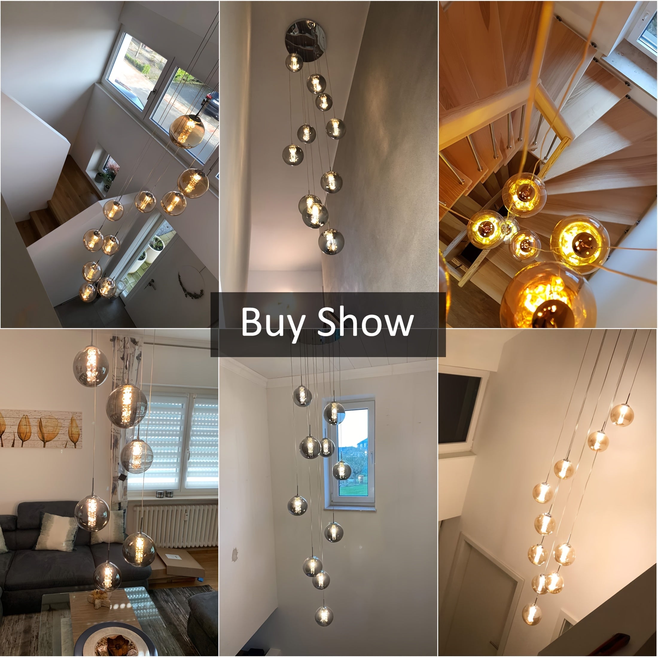 Modern Glass Pendant Light - Adjustable Height Dining Table Chandelier