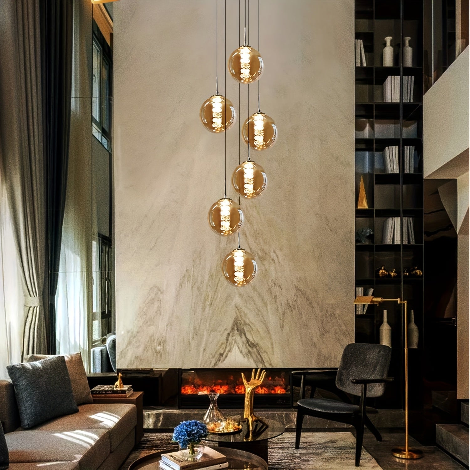 Modern Glass Pendant Light - Adjustable Height Dining Table Chandelier