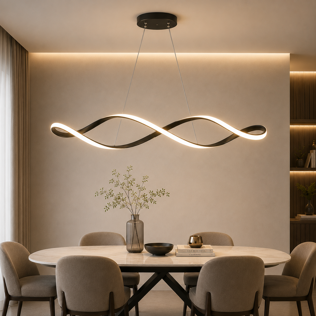 Geschwungene moderne LED-Pendelleuchte