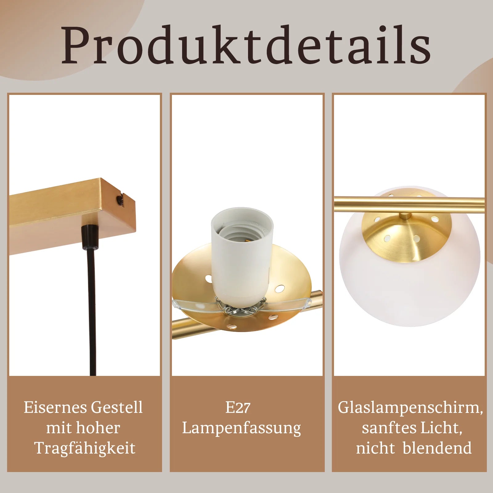 5-Vlam Glazen Bol Hanglamp – Verstelbare Hoogte | Zwart of Goud