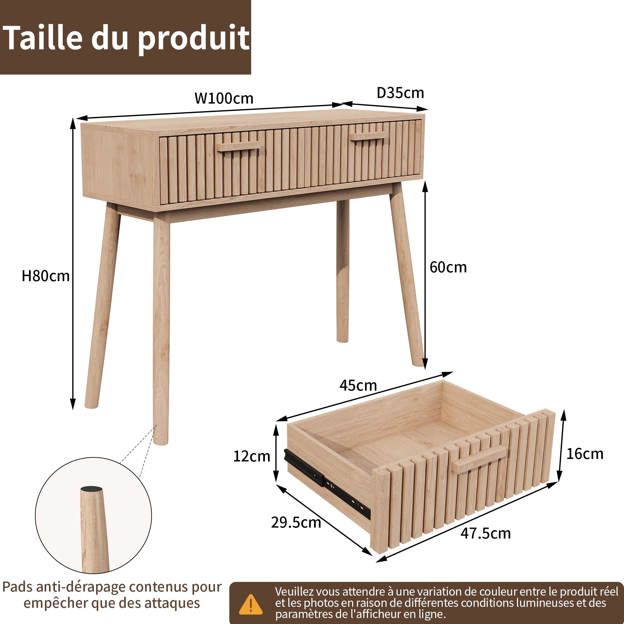Konsolentisch mit zwei Schubladen – Eleganter Eingangstisch mit hohen Beinen