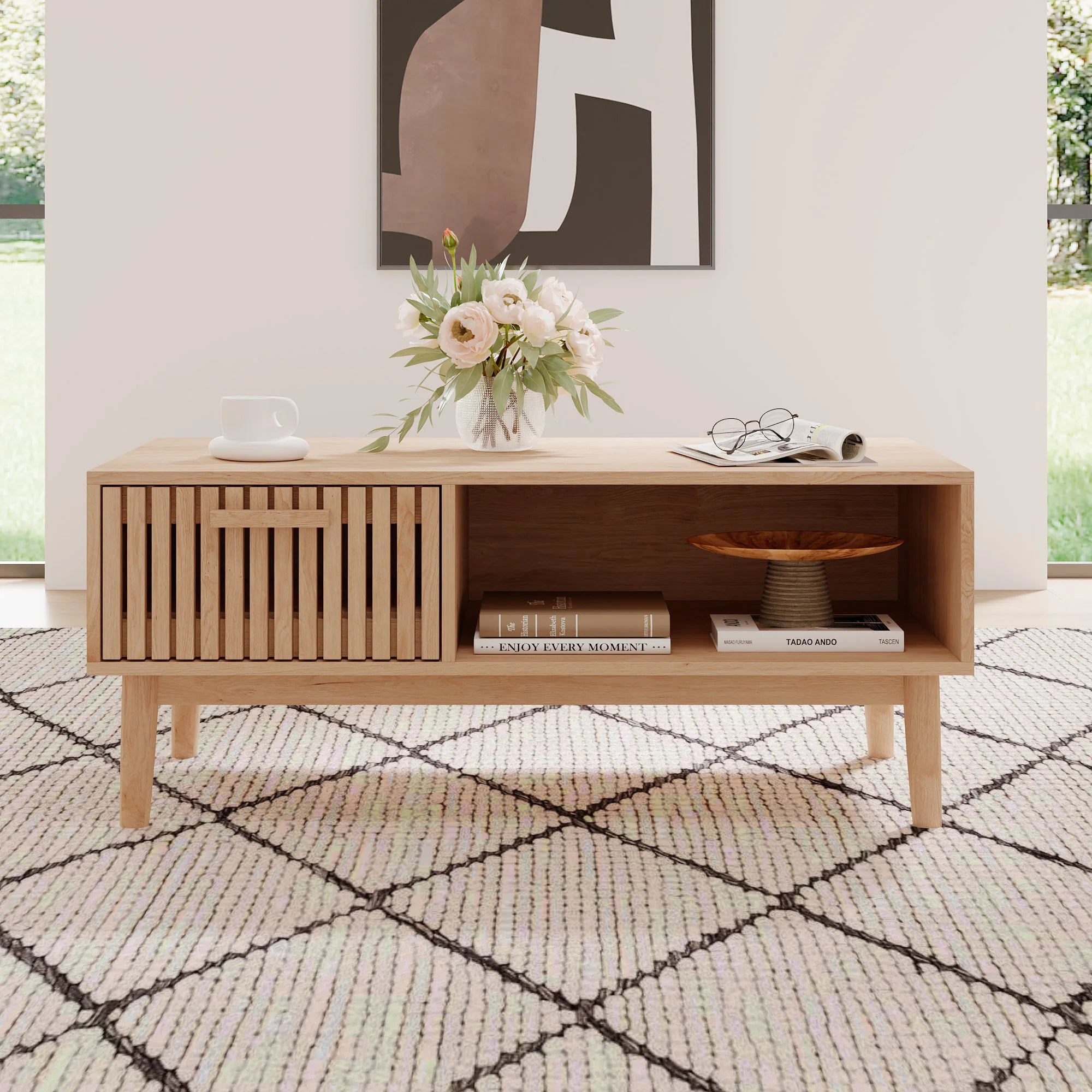 Couchtisch aus Massivholz – Natürlicher, niedriger Beistelltisch für das Wohnzimmer