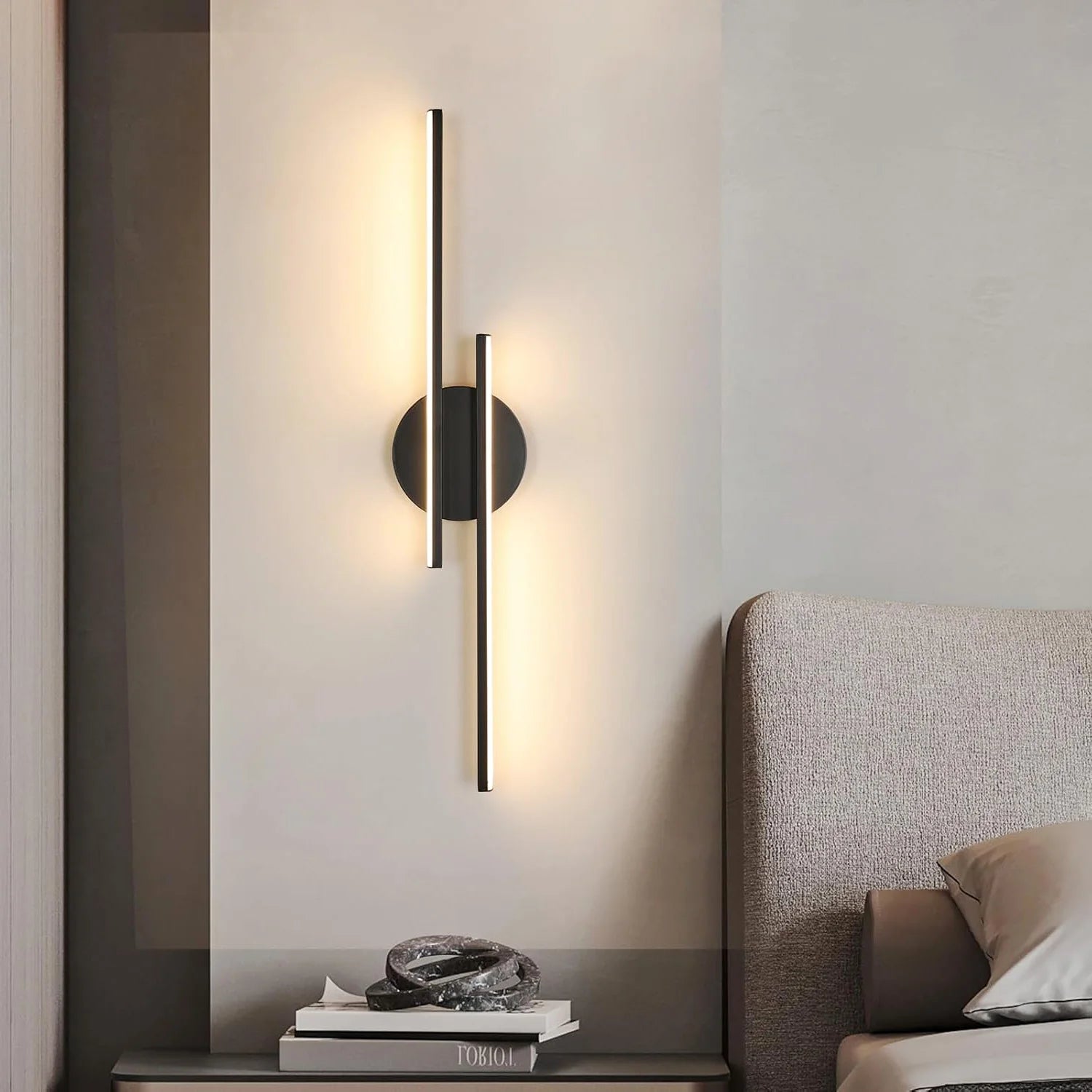 LED Wall Light 24W Modern – Warm White 3000K | Black Aluminum Sconce