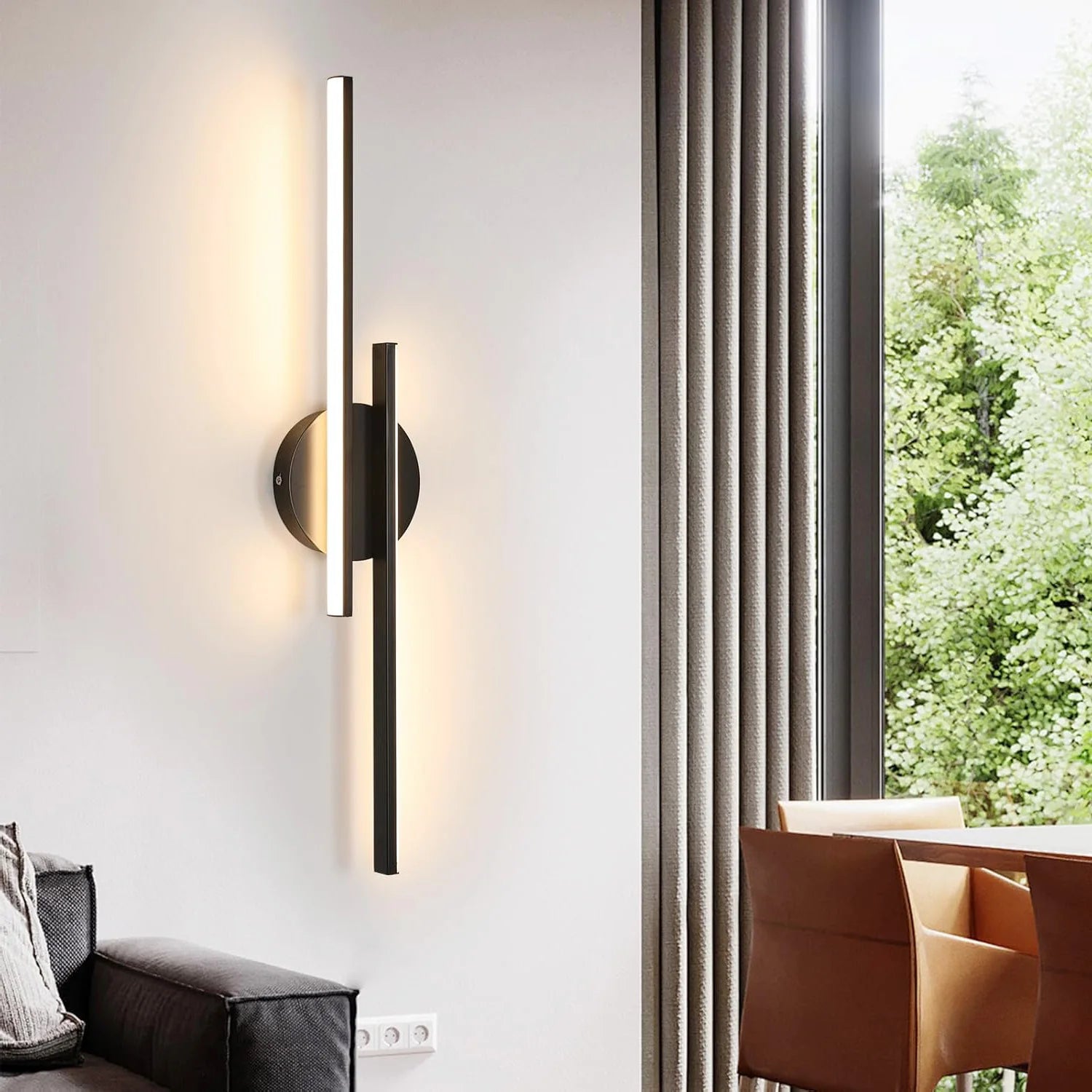 LED Wall Light 24W Modern – Warm White 3000K | Black Aluminum Sconce
