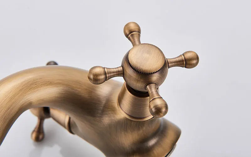 Antique Bathroom Basin Mixer Tap – Vintage Brass Finish