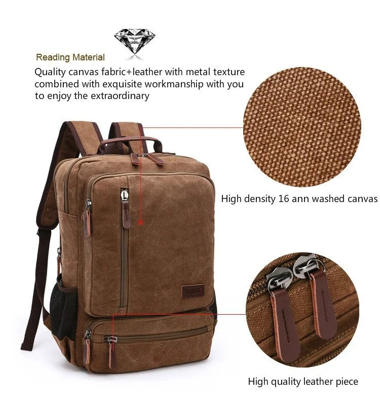 Vintage Canvas Backpack Men Large Capacity Travel Shoulder Bag High Quality Fashion Students Bag Male notebook Laptop Backpack