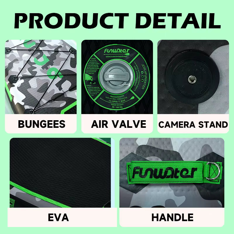 Inflatable SUP board with premium accessories and carrying strap