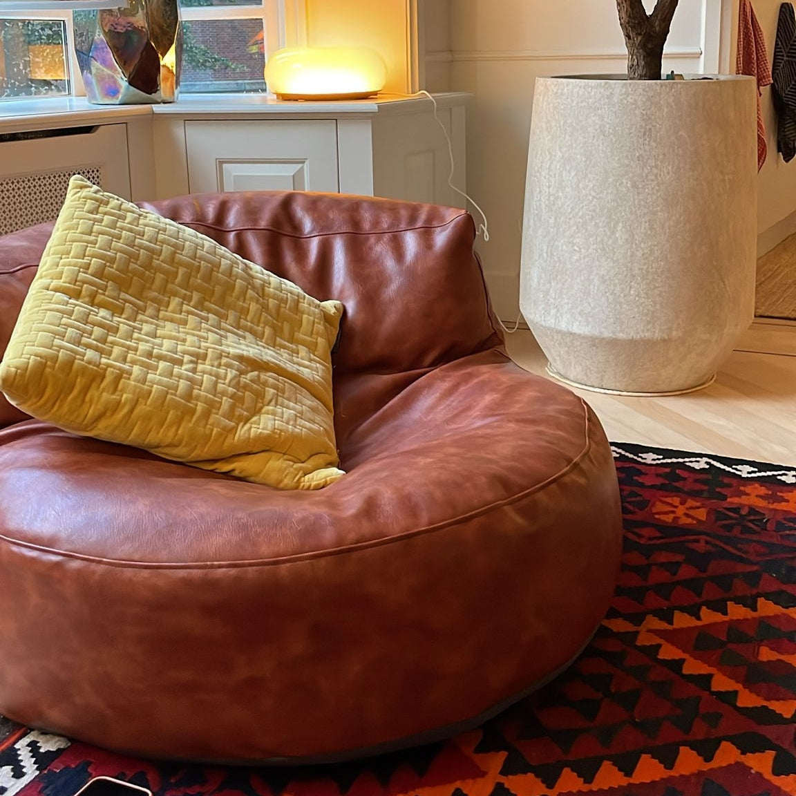 Wagrex – Loveseat Sitzsack Sessel Modern Rund Retro-Leder