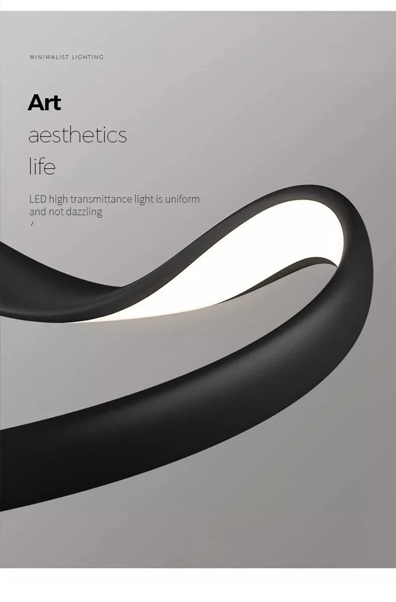 Modern Wavy Ring LED Pendant Light - Circular Designer Chandelier