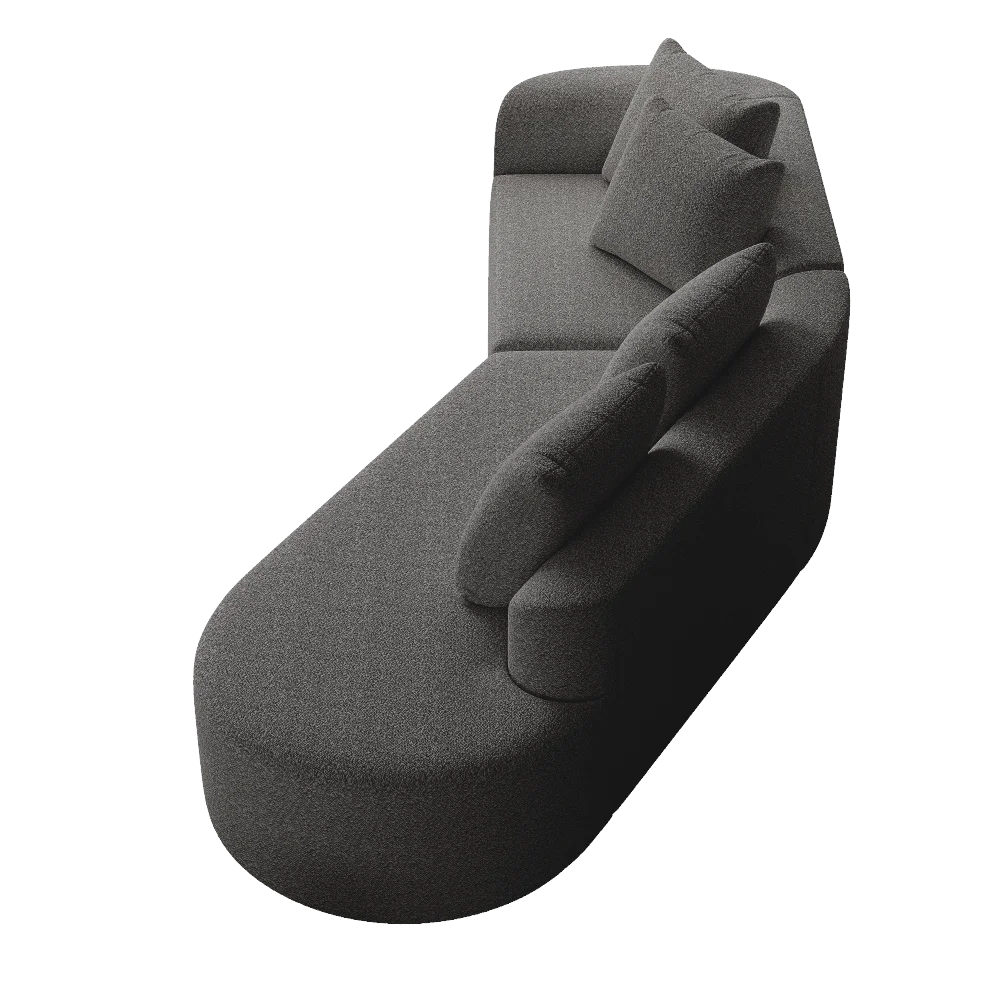 Luxury Dark Gray Chenille Cloud Sofa - 4-Seater Curved Sectional Couch