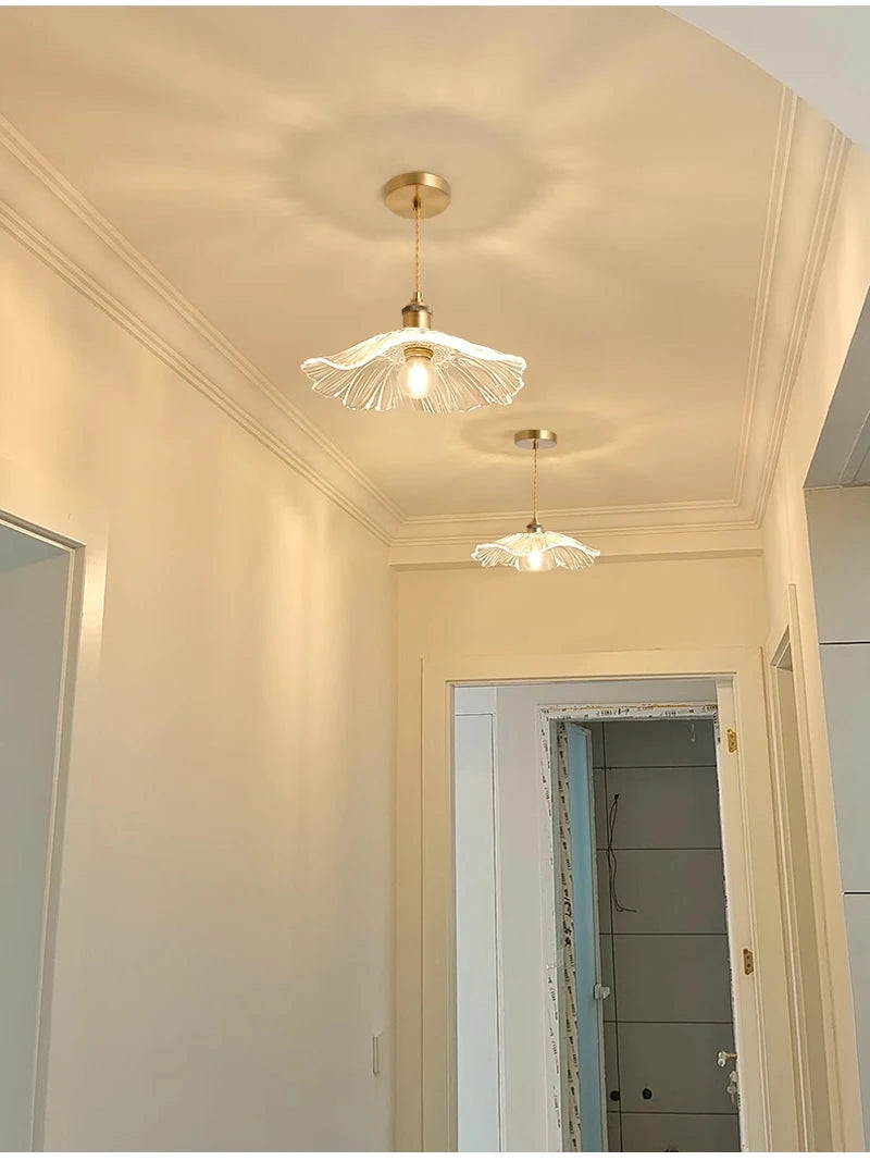 Flower Glass Pendant Lamp - Copper Ceiling Chandelier