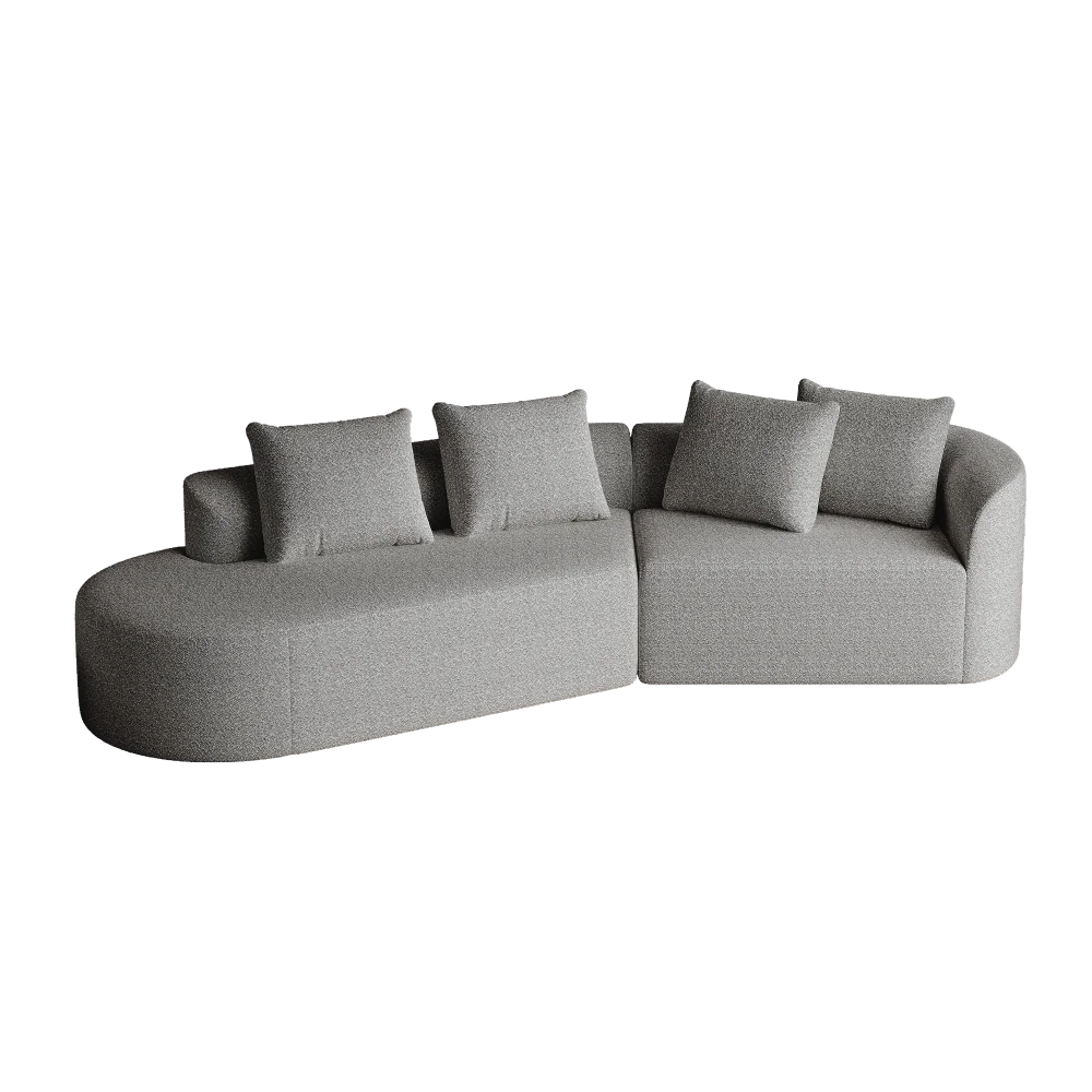 Luxury Dark Gray Chenille Cloud Sofa - 4-Seater Curved Sectional Couch