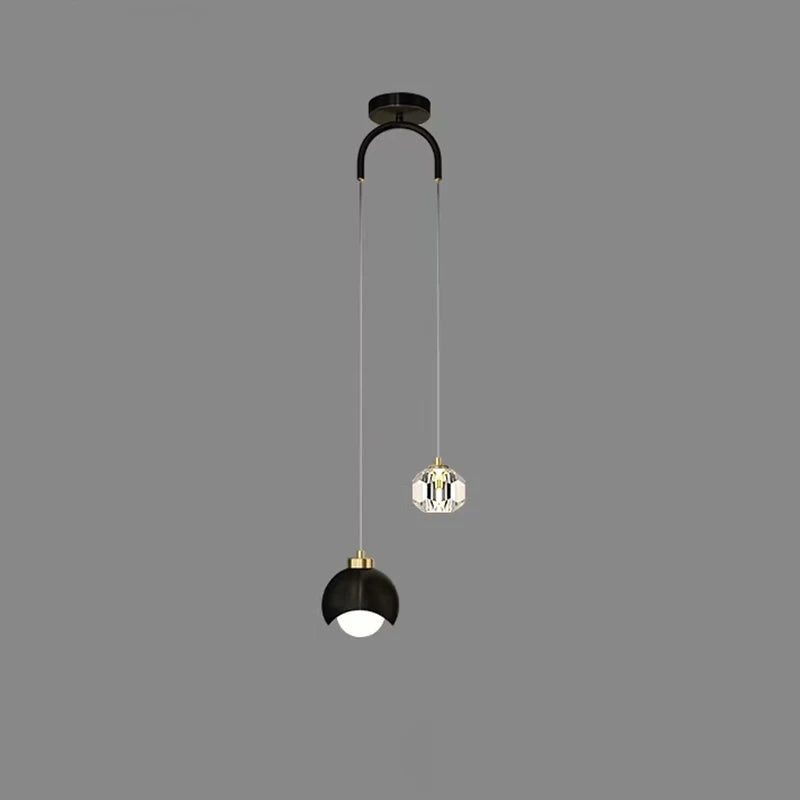 Bogenarm-Kristall-Pendelleuchte – Schwarz & Gold