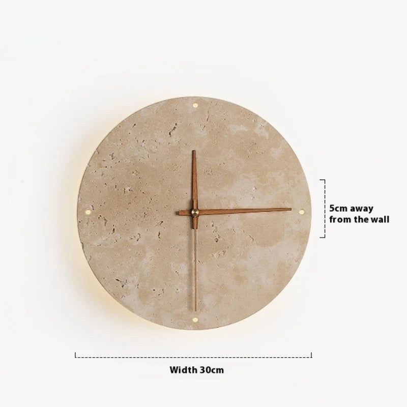 Runde LED-Wanduhr aus Stein – Wabi-Sabi, 23 oder 30 cm