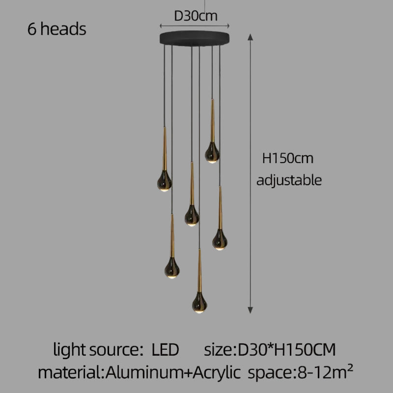 LED-Treppenhaus-Pendelleuchte – Schwarz und Gold