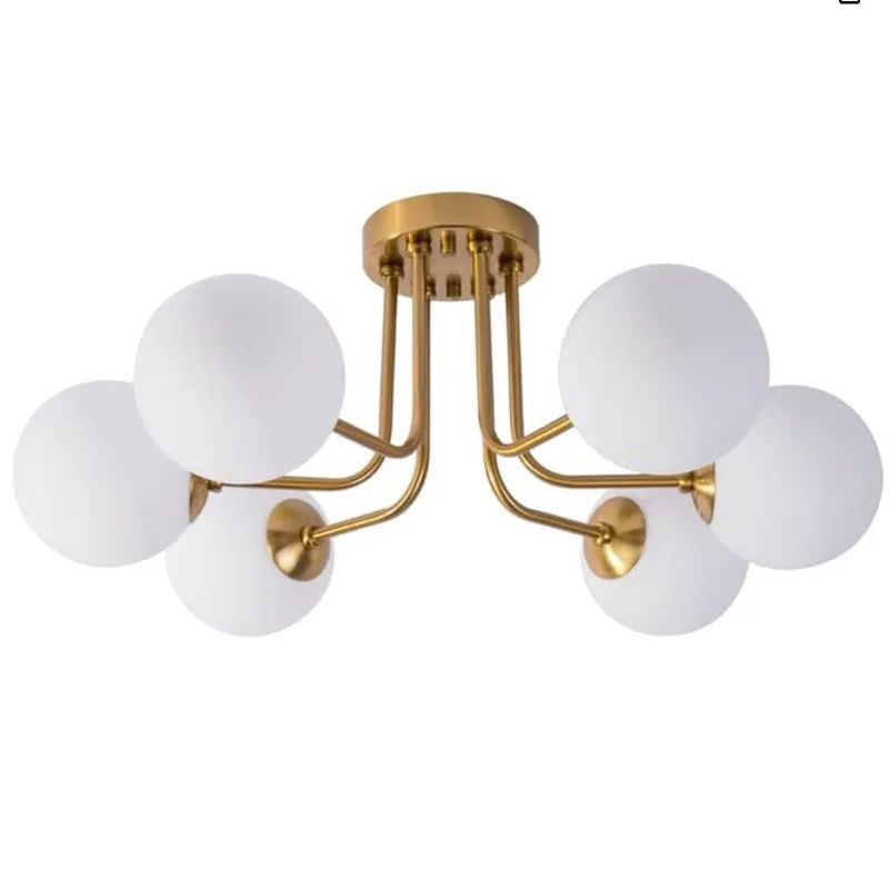 Nordic Glass Ball Ceiling Light - Modern Wrought Iron Flush Mount for Bedroom & Hallway