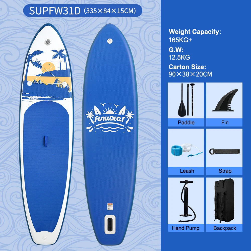 Inflatable SUP board with premium accessories and carrying strap