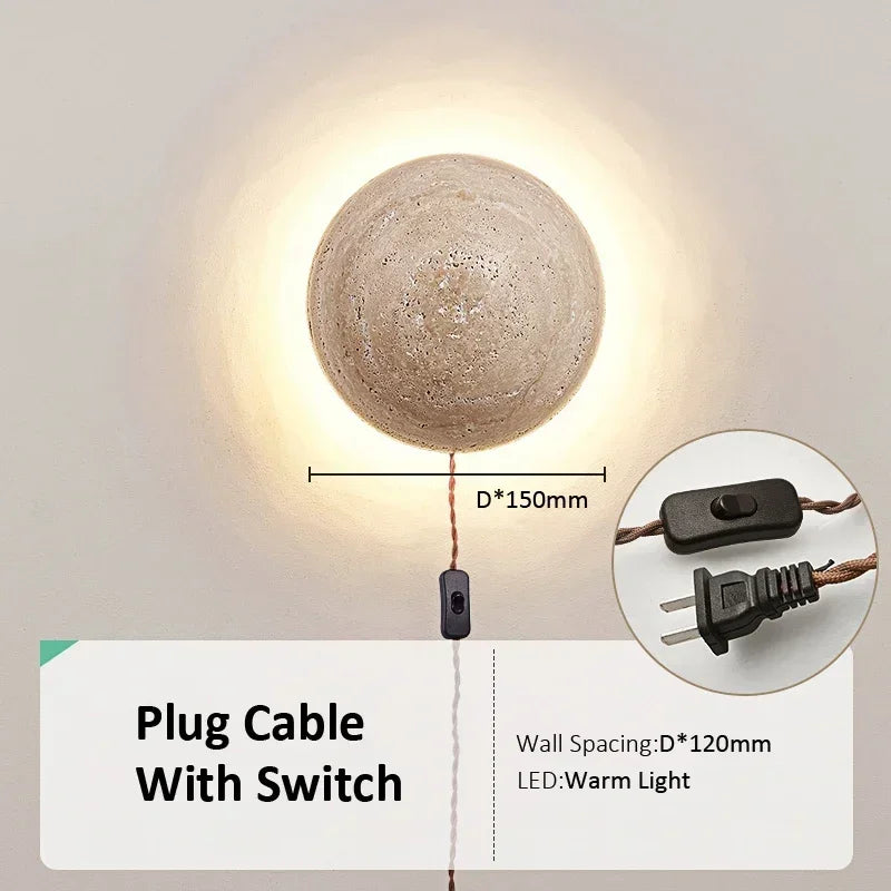 Nordic Limestone Wall Lamp - Natural Stone LED Light for Bedroom & Corridor
