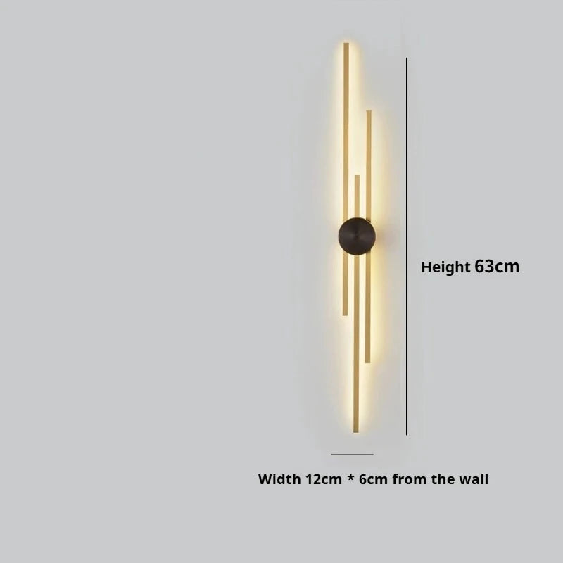Modern Long Wall Lamp – Luxury Black & Gold LED Sconce | Bedroom, Hallway, Living Room
