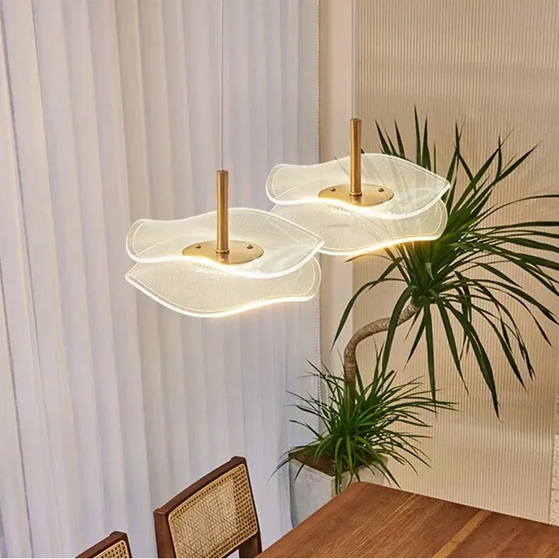 Lotus Leaf LED Pendant Light - Modern Gold Acrylic Ceiling Lamp