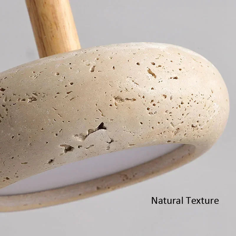 Wabi Sabi Stein-Pendelleuchte – Runder LED-Kronleuchter für Ess- und Wohnzimmer