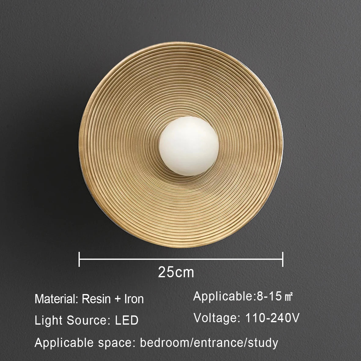 Luna Round Wall Sconce - Wabi-Sabi Resin Lamp