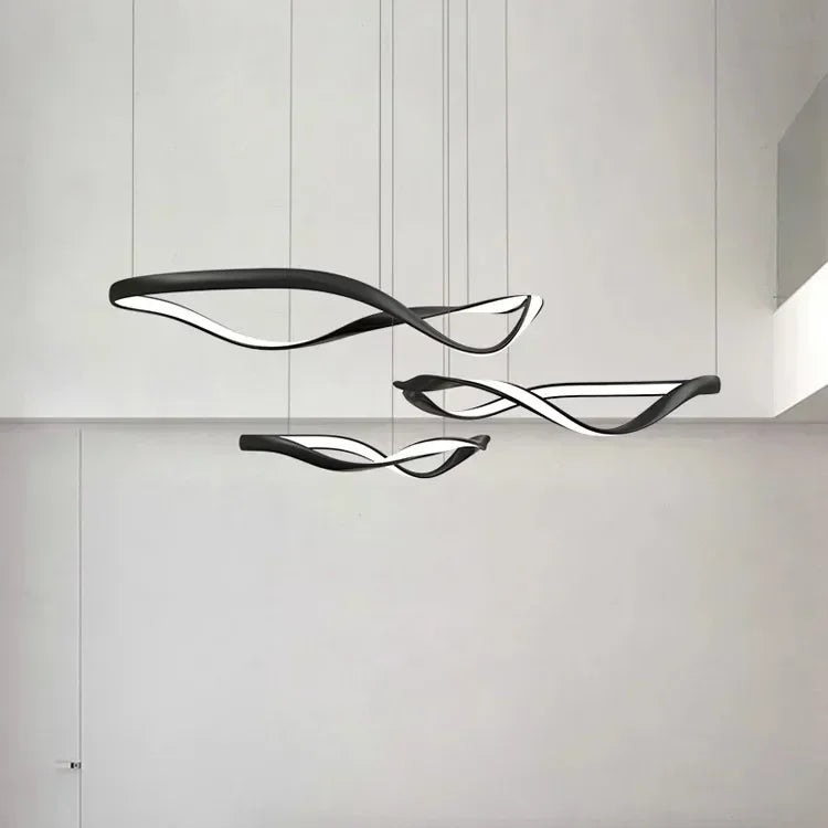 Modern Wavy Ring LED Pendant Light - Circular Designer Chandelier