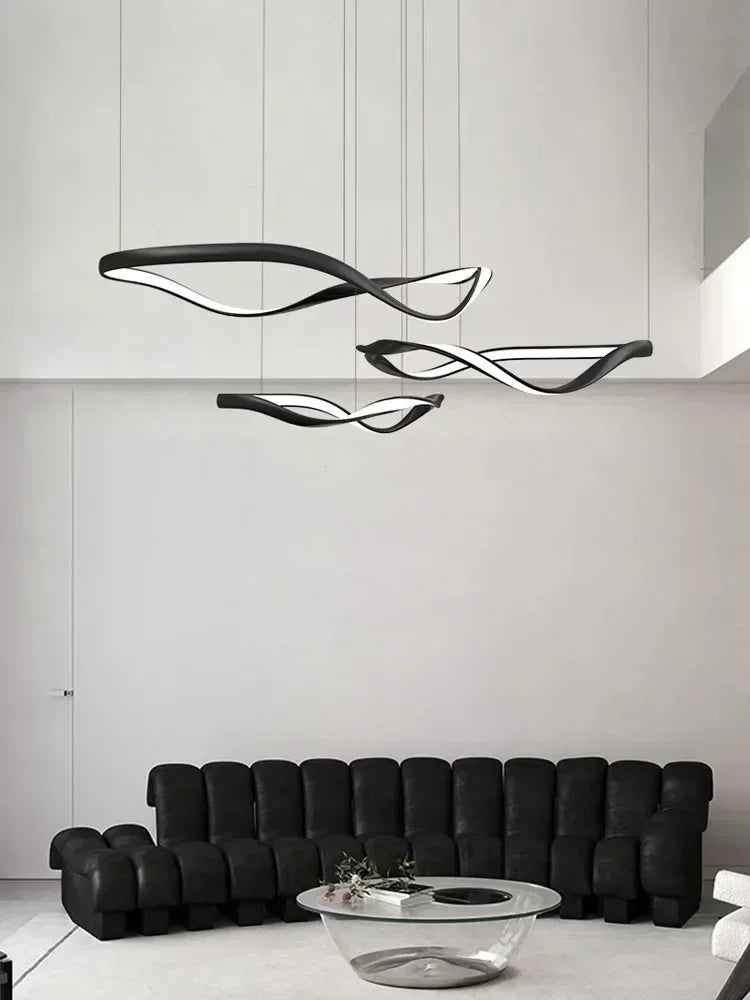 Modern Wavy Ring LED Pendant Light - Circular Designer Chandelier