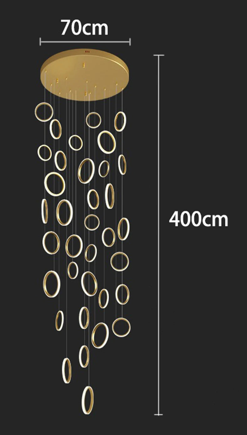 Stairwell Chandelier Crystal Ring - Modern for Staircase & High Ceilings