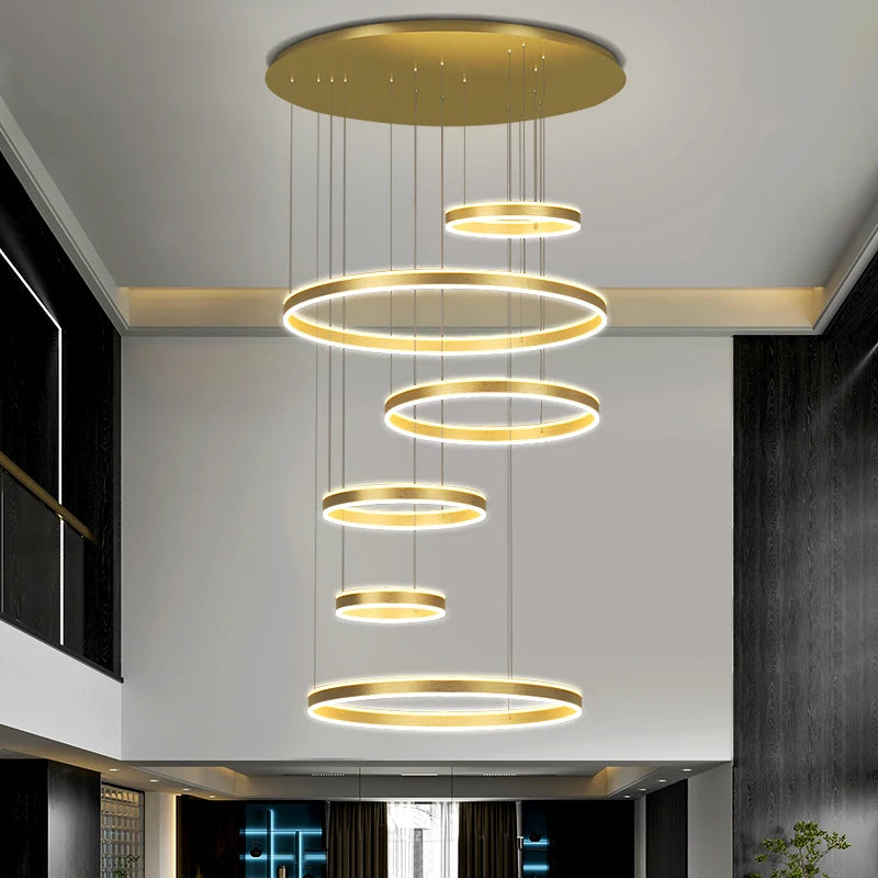 Modern LED Ring Chandelier - Multi-Tier Pendant Light