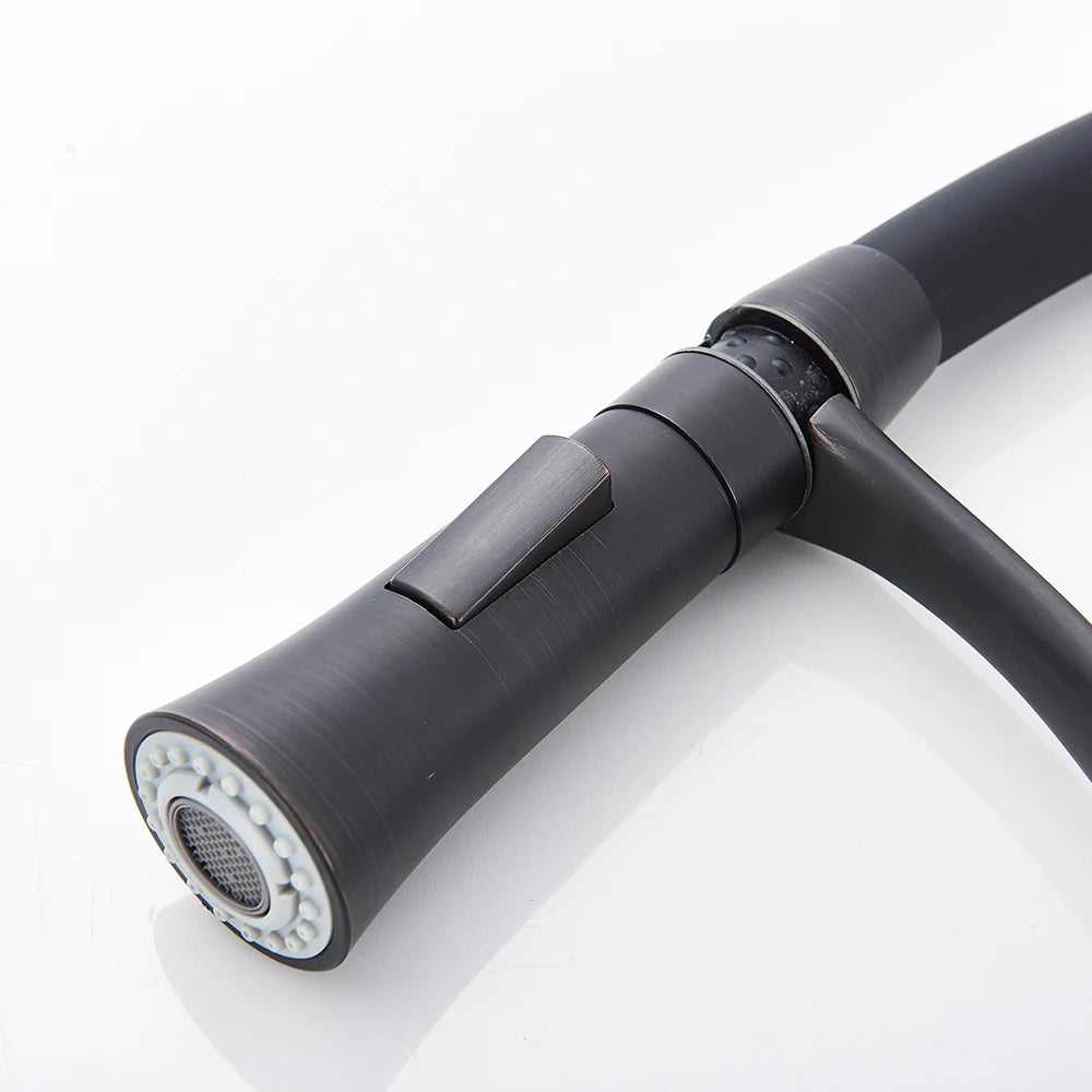 Matte Black Kitchen Faucet – Pull-Down Swivel Spout | Deck Mounted Mixer Tap