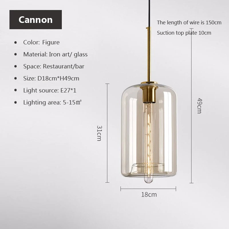 Nordic Loft Glass Stone Pendant Light - Industrial Design