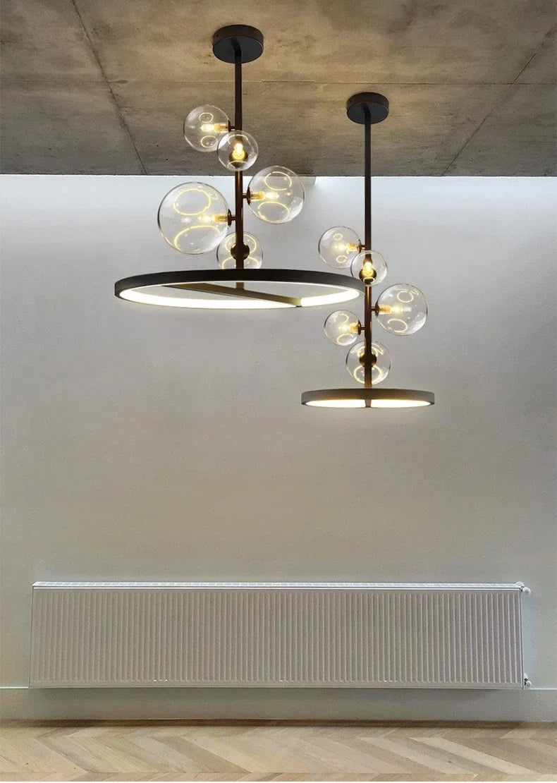 NOSTAGA Glazen Cirkel Hanglamp – LED Kroonluchter