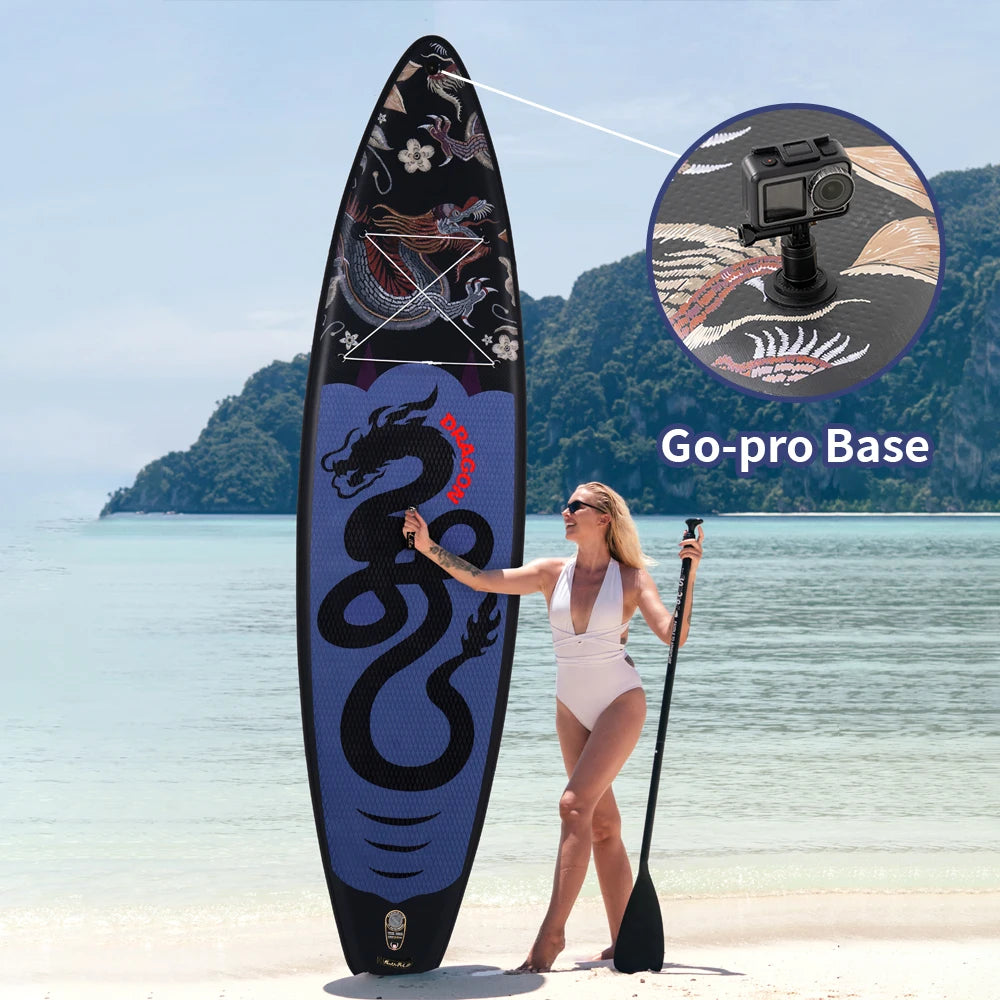 Inflatable SUP board with premium accessories and carrying strap