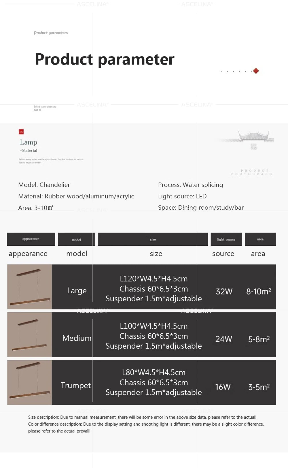 LED Pendant Light - Wood Long Strip - Kitchen Island Lighting