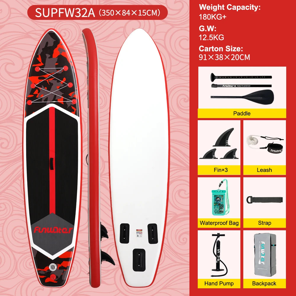 Inflatable SUP board with premium accessories and carrying strap
