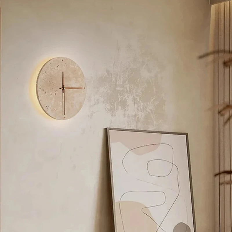 Runde LED-Wanduhr aus Stein – Wabi-Sabi, 23 oder 30 cm